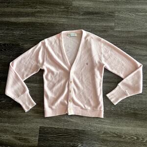 Vintage 80s Christian Dior Monsieur Pastel Pink Cardigan Sweater Medium USA Made